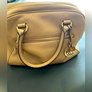 Genuine MK leather satchel/handbag. Gently used. Beige.